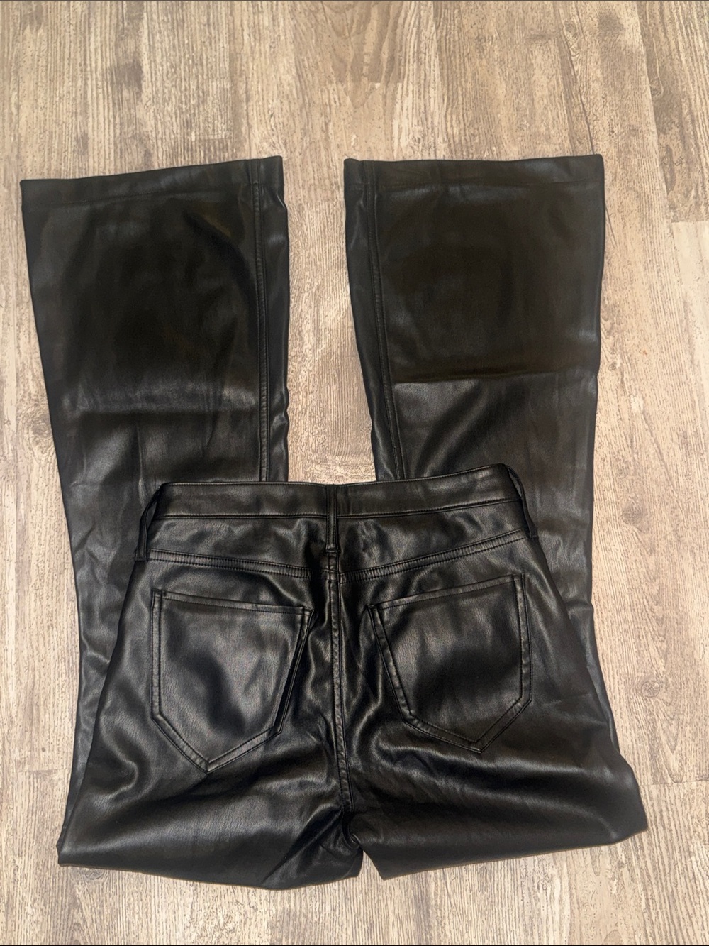 Hollister Black Faux Leather Wide Leg Jeans